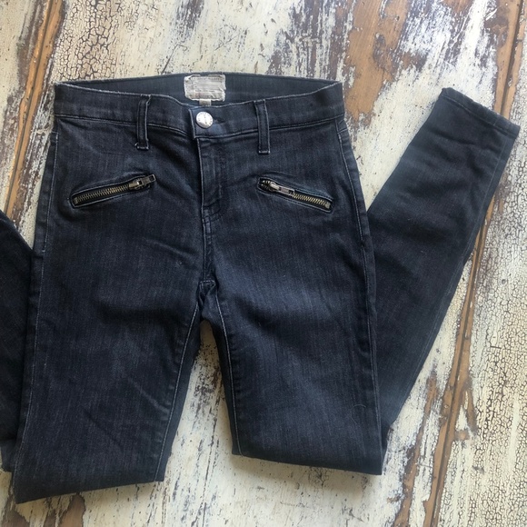 CURRENT/ELLIOTT Moto Stretch Skinny Jeans Faded Black Charcoal Size 25 - Picture 5 of 11